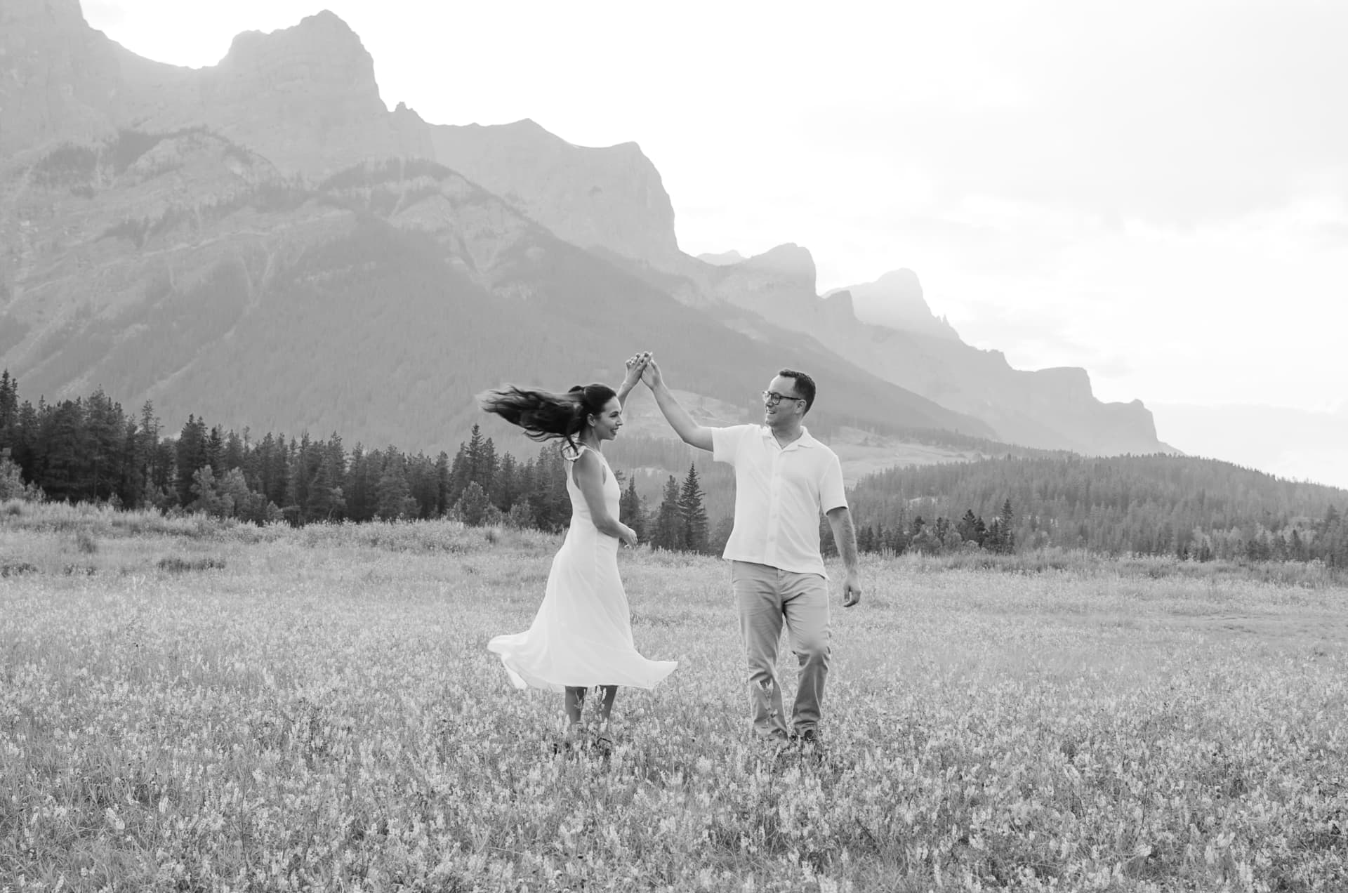 Nathalie and David in a mountain meadow