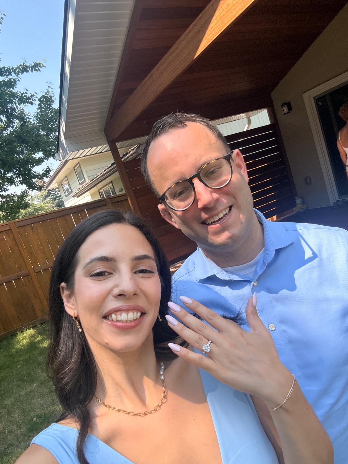 Nathalie showing her engagement ring